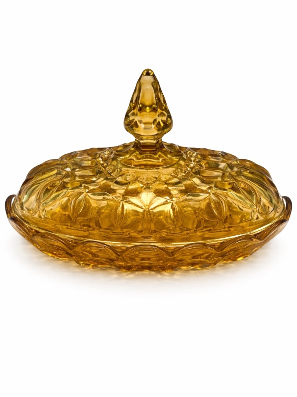 Vintage Amber Glass Fairy Lamp Vintage Lidded Butter Dish Cottage Core Decor